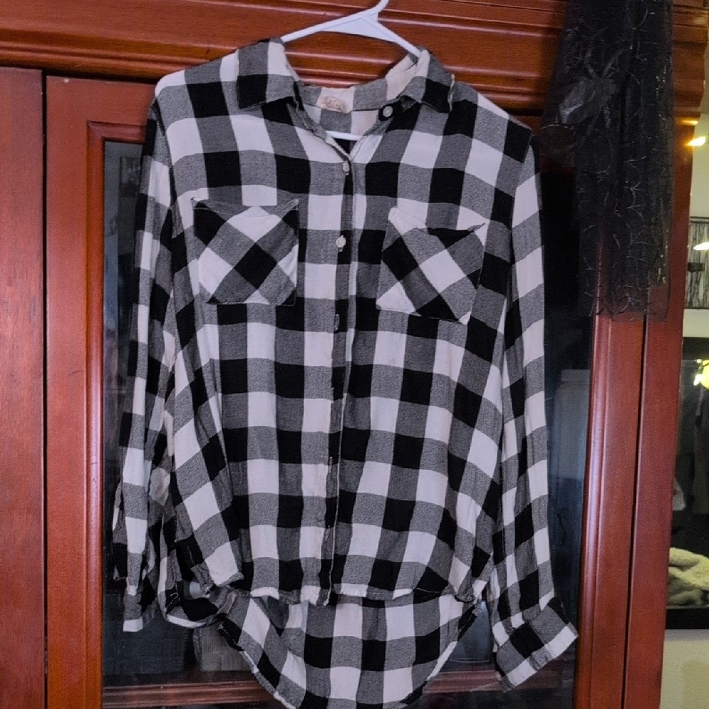 Harper Black and White Plaid Button Down Shirt